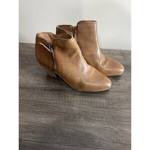 Frye Judith Side Zip Brown Leather Ankle Booties Size 6.5 Casual Cowgirl